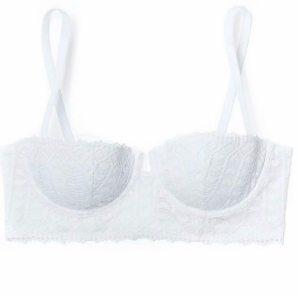 Adore Me Nymohadora White Lace Longline Balconette Bra